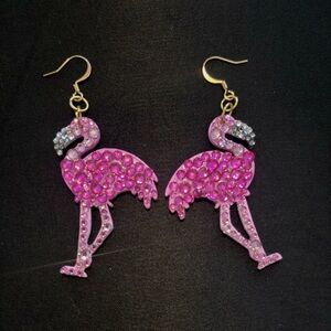 Pink Flamingo Crystal Earrings